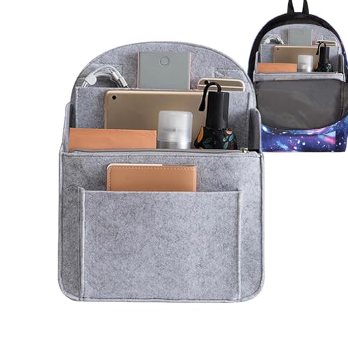 Organizador de mochila: separador de almacenamiento de fieltro, forro de mochila con múltiples bolsillos | Organizador de bolsa de viaje ajustable, inserto compacto con compartimentos separados