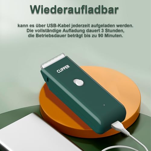 Profi Haarschneidemaschine für Hund Katze, Leise Hundeschermaschine mit Keramische Klinge, Elektrische Tierhaarschneidemaschine, IPX7 Wasserdicht (Grün)