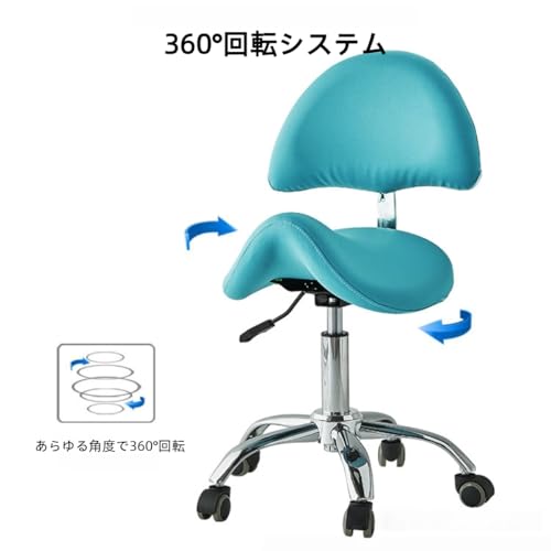 CokBluサドルスツール 回転式 昇降チェア 高さ調節可能 リフトチェア 多機能 スツール 家庭用 歯科用 サロン用 オフィス 作業用 キャスター付き (背もたれなし,ブラック) [4]