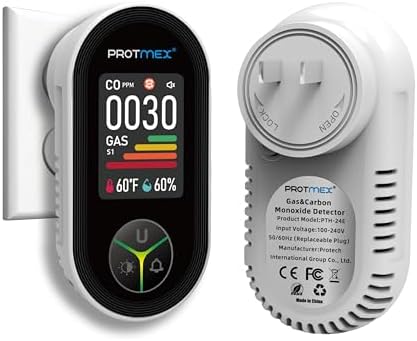 Protmex 4-in-1 Carbon Monoxide & Gas Detectors Plug in Large LCD ...