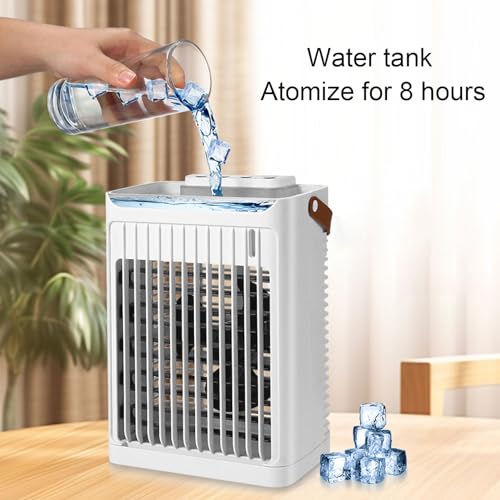 Tragbare Klimaanlage, 2 Kalte Nebel, 5 Geschwindigkeiten, Lüfter, 7 LEDs, 680 Ml Tank, USB-Mini-Kühler, Nebel-Luftbefeuchter für das Heimbüro