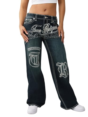 True Religion Women’s TR Embroidery Bobbi Baggy Big T | Mid Rise