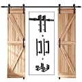 EaseLife 8 FT Double Sliding Barn Door Track and Handle Hardware Kit,Heavy Duty,Straight Pulley,Slide Smoothly Quietly,Easy Install (8FT Track Kit for 20"~24" Wide Double Door)