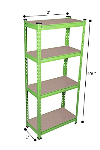 Image of STAR WORK Metal Shelving Unit Adjustable Garage Storage Utility Rack Shelves Multipurpose Shelf Warehouse Basement Kitchen Living Room Pantry (Green, 4 Section (4'6 inchX 2'X 1' FT))