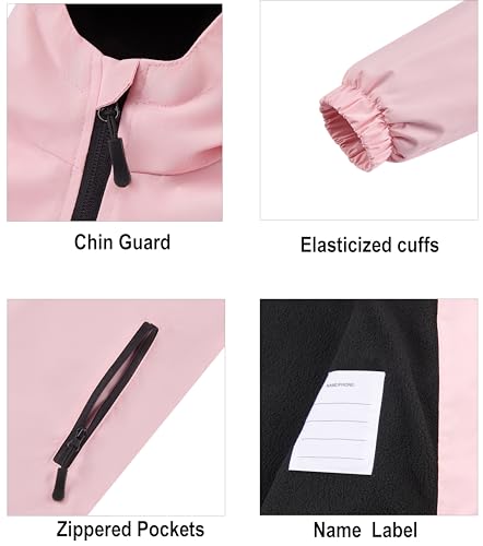Image of Boys Girls Rain Jackets Waterproof Hooded Fleece Raincoats Lightweight Windbreakers for Kids