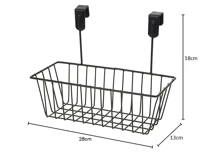 Image of Homify Versatile Metal Cabinet Rack - Hanging Basket Organizer for Door, Shelf, or Kitchen Storage (Black, Shelves)