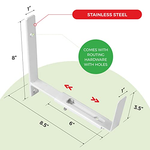 Keydola 2 Packs Sus201 Stainless Steel Adjustable Planter Bracket (6 To 12 Inches), Window Planter Box Brackets, Planter Bracket For Window, Flexible Adjustable Planter Bracket's Bottom Width, White #TOP1