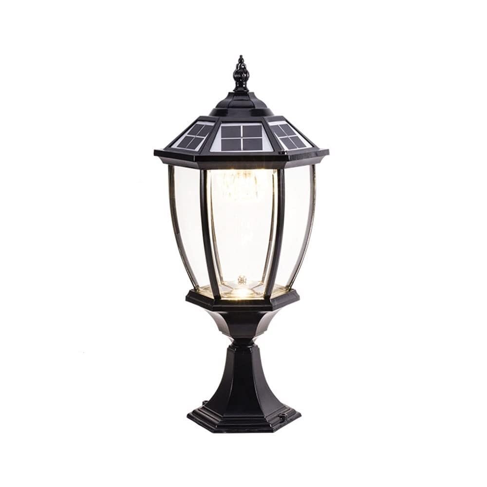 Vintage Solar LED Solar Pfostenleuchten Im Freien Wasserdichte Garten Landschaft Säulenlampe Außen Deck Zaun Säulenlicht(Zwart)