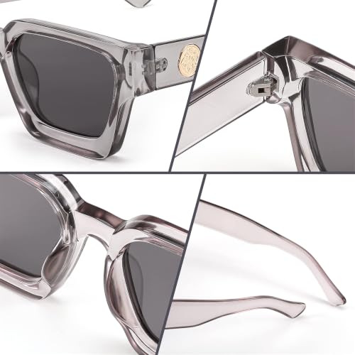 Image of FEISEDY Retro 90s Chunky Square Sunglasses for Women Men B2385