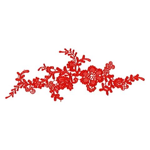 red Floral lace Applique Dress Sewing red Cotton lace Motif red sew on Appliques Pieces red Embroidered Motifs red Flowers Embroidery Applique Per Piece UK Seller Cover