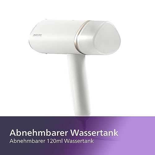 Philips 3000-Serie Tragbarer Dampfglätter - 1000 W, Kompakt und Faltbar, 120ml Wassertank konstante Dampfleistung 20 g/min, Kein Bügelbrett erforderlich, Weiß (STH3020/10) – Bild 3