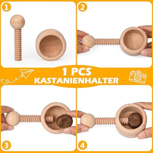 Kastanienbohrer Set, 307 tlg Herbst Kastanien Bastelset mit Kastanienhalter – Ansicht 3
