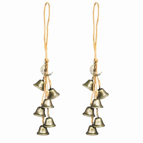 Christmas Bells for Decoration Vintage Bells with Hanging Rope Decorative Bell for Garland Wreaths Door Home Decor Christmas Tree(Moon)