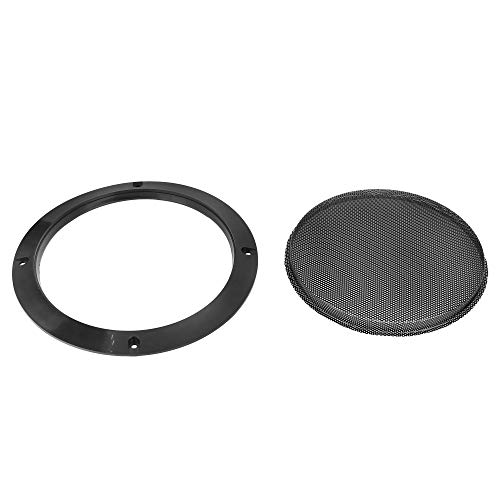 X Autohaux A20042200UX0031 2Pcs 6.5 Inch Metal Glossy Audio Speaker Cover Mesh Subwoofer Grill Horn Guard Decorative Circle Grille Protector Black thumb #4