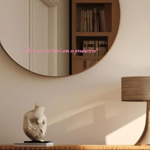 Image of Set 3Pcs I Cry A Lot But I Am So Productive Rearview Mirror Decal Mental Health Vinyl Stickers Funny Pink Glossy Decals Vinyl Waterproof 4 Inches Car Decal for Girl Mom Dad Friend