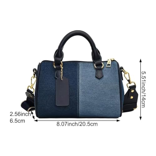 Women Handle Handbags Patchwork Mini Handbags Denim Shoulder Cross Body Bags Ladies Small Boston Purses Bag2