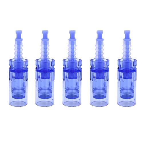 Image of Derma Pen Needles Cartridge 12 Pin | 36 Pin | Nano Needle Cartridge Tip For A1 & A6 Derma Pen Electric Auto Micro Stamp Derma Anti-Aging Pack of 5 (Blue, A6 Round)