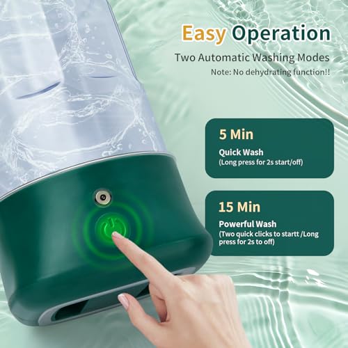 Image of Mini Portable Washing Machine - USB Rechargeable 1L Small Washer with 2 Modes Deep Cleaning for Underwear, Socks & Baby Clothes, Compact Travel Laundry for Apartment, Dorm, Camping, Green