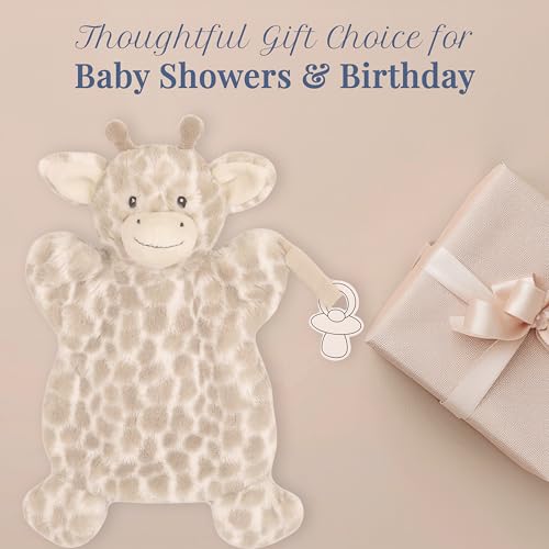Image of MON AMI Gentry Giraffe Pacifier Holder & Security Blanket - 12 Inches Soft Plush Hand Puppet for Babies | Multi-Functional Soothing Toy, Pacifier Keeper & Travel Buddy for Newborns & Infants
