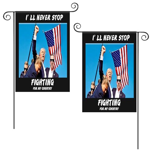 2PCS Trump Survives Shooting Garden Flag Fight Fight Fight Arrested Shot Still Fighting Outdoor Yard Flag Pool Outdoor Flag Double Sided Outdoor Sign Trump Fights 12x18IN