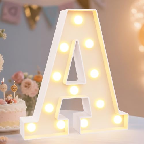 Pooqla Led Marquee Letter Lights Sign, Light Up Alphabet Letter For Home Party Wedding Decoration A