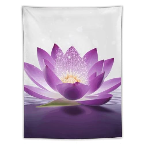 Tapisserie fleur de lotus violet grand format en polyester YKUDBN