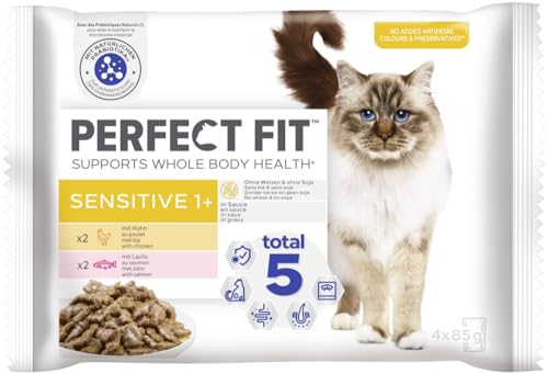 Sensitive 1+ mit Huhn und mit Lachs Katzenfutter Nassfutter (9x4x85g)