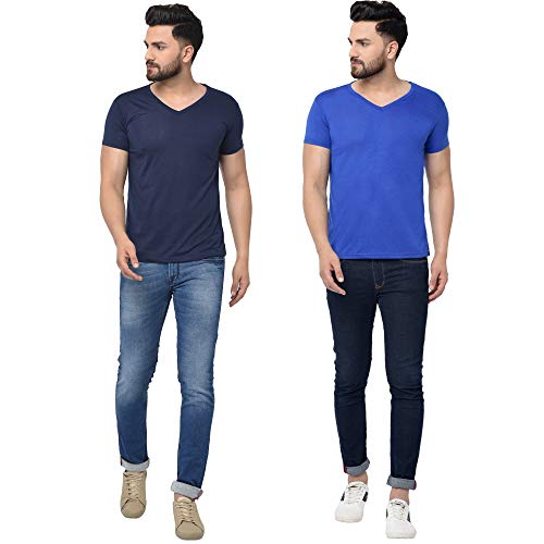 Image of JANGOBOY Men's V-Neck Cotton T-Shirt (Pack of 2)