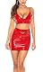 Koucla Top Wetlook Lederlook Lack Optik Crop Top Bustier (Rot, L)