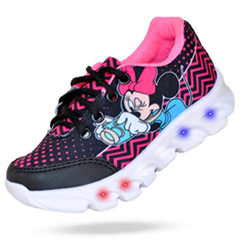 Tenis Feminino De Led Infantil Minnie Mouse Disney Meninas Cor:Preto;Tamanho:33