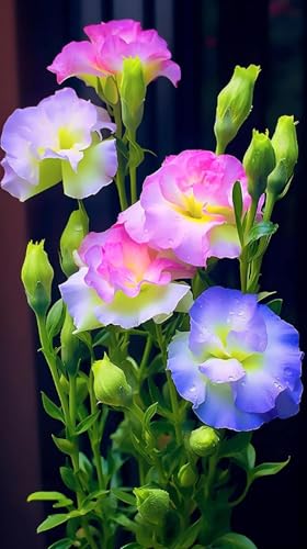 LanQx Eustoma Grandiflorum Seeds (500/1000 Pcs) - Rare Double Bloom Cut Flower Seeds, Non-GMO & Drought-Tolerant - Heirloom Lisianthus for Wedding Bouquets & Sustainable Gardens (Blue,500)