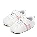 MASOCIO Scarpine Neonato Scarpe Neonato Primi Passi Scarpe Bambino Scarpette Antiscivolo per Bimbi 6-12 Mesi in Morbida Pelle Bianco Rosa