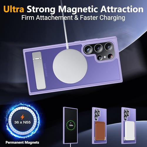 Image of SPIDERCASE Magnetic for Samsung Galaxy S23 Ultra Case, [3 Stand Ways][ Military Grade Drop Protection] with Invisible Stand Shockproof Slim Case for Samsung S23 Ultra 6.8 inch, Light Purple