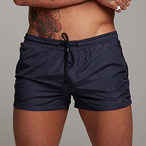 Mens Swim Briefs Slim Swimwear Sexy Breathable Mens Swim Trunks Beachwear Chic Printed Surf Beach Pants Navy2