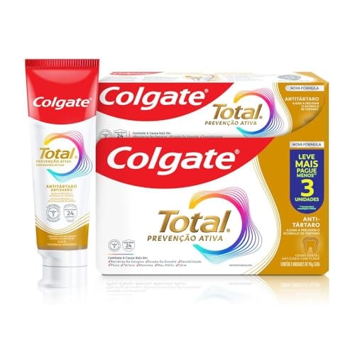 Creme Dental Colgate Total Anti Tártaro 3 unidades 90g Creme Dental Colgate Total Anti Tártaro 3 unidades 90g