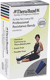 Thera-Band Resistance Bands Set, Professional Non-Latex Elastic Band For Upper & Lower Body Exercise, Strength Training, Therapy, Pilates, Rehab, Yellow & Red