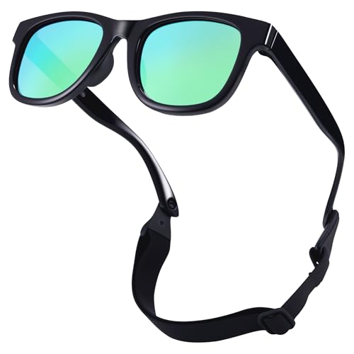 Polarized Baby Sunglasses with Strap - Unbreakable Infant Sunglasses for Newborn Toddler Boys Girls Age 0-12 Months