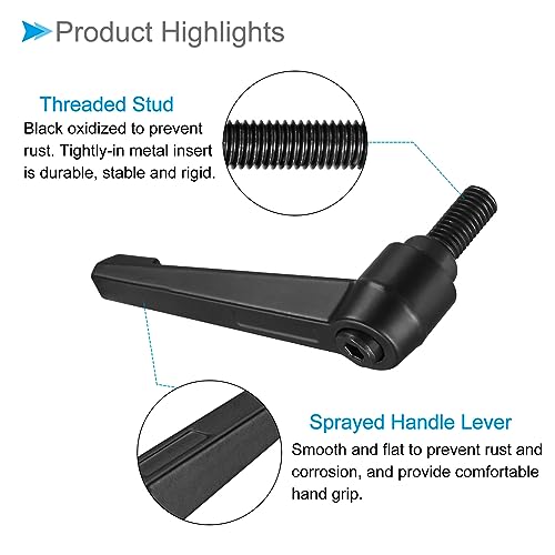 Image of Clamping Lever Handles, M10 x 20mm Male Thread, Adjustable Quick Release Locking Rotating Bolt Knobs Black - (Applications: for Lathe Machinery), 2-Pieces