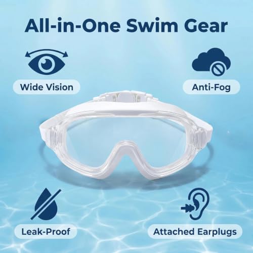 Image of Swim Goggles for Kids 6-12, Wide View Anti-Fog UV Protection No Leaking,Boys Girls Youth Swimming Goggles