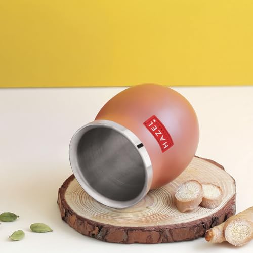 Image of HAZEL Double Wall Stainless Steel Kullad Glass | Matt Brown Finish Tea & Coffee Cup | 150 ML