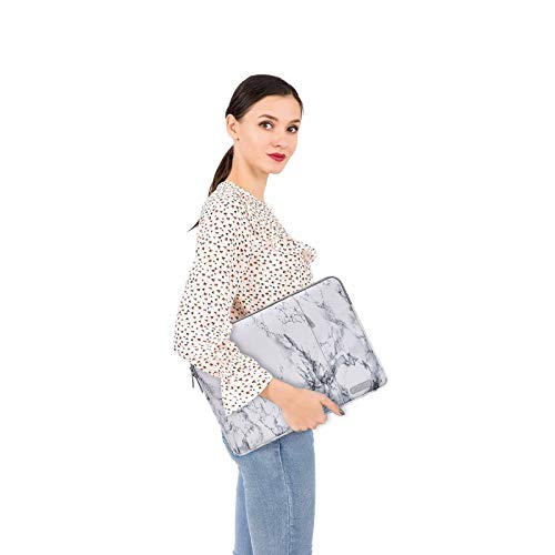 Image of MOSISO Laptop Sleeve Compatible with 13-13.3 inch MacBook Pro, MacBook Air, Notebook Computer, Polyester Vertical Carrying Case Bag with Pocket, White Marble