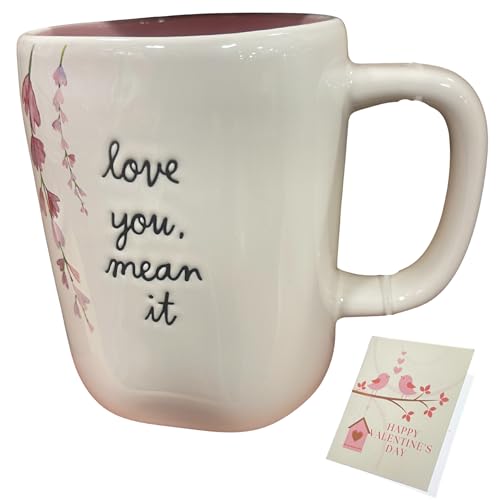 Taza Cerámica Rae Dunn 'LOVE YOU, MEAN IT' 16 oz Blanca miniatura 1