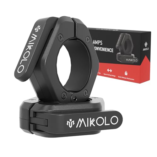 Mikolo Barbell Clamps,2-Inch Olympic Barbell Clips with Anti-Slip TPR Lining and Quick Release for Home and Gym Use(Non Magnetic Black)
