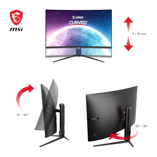 MSI G32CQ5P 31,5 Zoll (80cm) WQHD Curved Gaming Monitor - 1500R 2560 x 1440 VA Panel, 170Hz / 1ms, Adaptive Sync, 3-Fach Verstellbarer Standfuß - DP 1.2a, HDMI 2.0b CEC – Bild 6