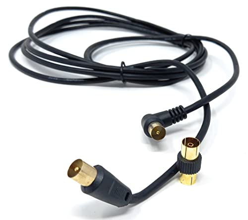 DRUT 3m TV RF Right Angle Male to Male Aerial Antenna Coaxial Cable With Female to Female Coupler Gold Connectors 75 ohm - Image 2