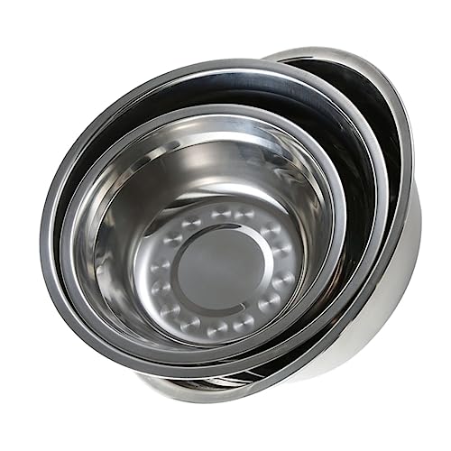 PEPLAYTAL 3 piezas Cuencos Apilables Inoxidable para Sopa y Preparación Resistentes al Calor y Frío Diseño Estable para Ensaladas Masa y Frutas y Color Plata