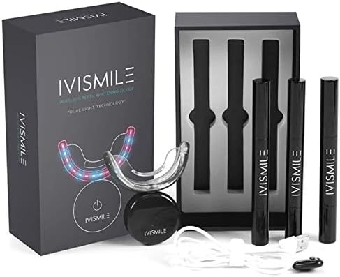 Teeth Whitening Kit- Dual LED Light Technology Mouth Tray- 3(2ml) Teeth Whitening Gel Pens- Efficient Home Teeth Bleaching Kit with Shade Guide-User Friendly Rapid Stain Removal Device