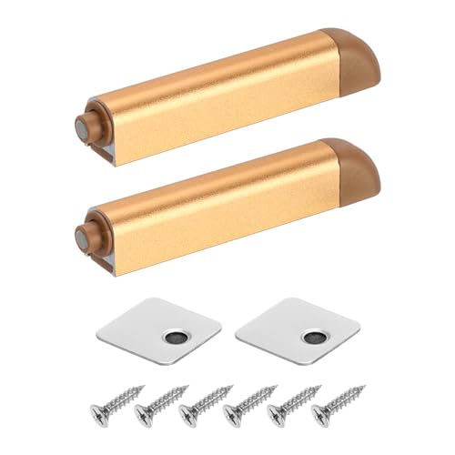 uxcell 2Pcs Push to Open Door Latch, Aluminum Alloy Magnetic Push Latches for Hidden Door Cabinets, RV Drawers, Kitchen Cupboard, Gold