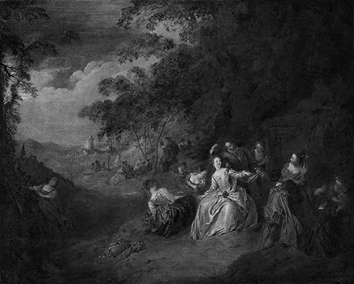 Impression d'affiche L'amour en plein air de Jean-Baptiste Pater Toile 60x90cm