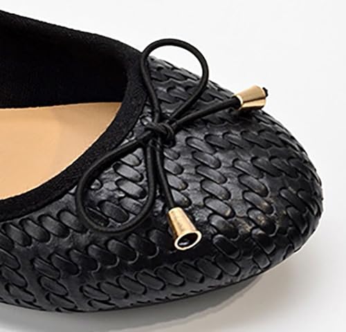 Women's Flats Shoes Faux Leather Woven Round Toe Dressy Ballet Flat Comfortable Ladies Office Work Shoes4